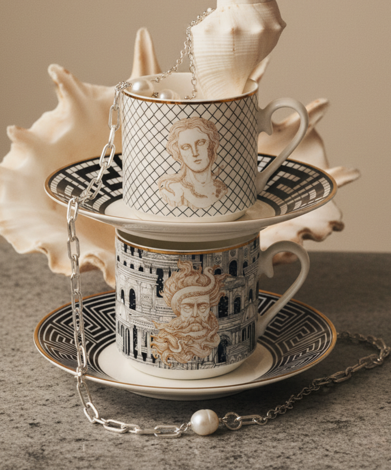 Atlantis Tea cups 2 set Poseidon-Woman | Aquatic Creatures - Image 5