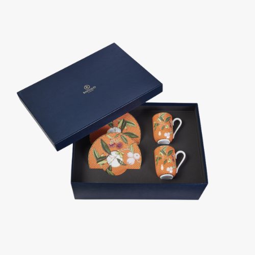 ”Trésor Fleuri” Gift box for 2 expresso cups and saucers | Raynaud