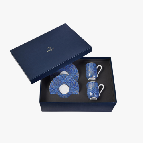 ''Trésor Bleu'' Gift box for 2 expresso cups and saucers | Raynaud